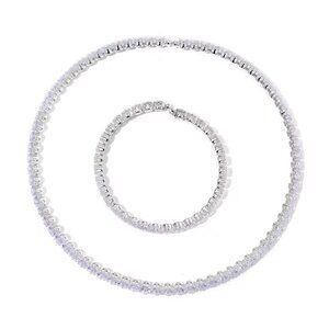 Simulated Diamond 130.00 ctw Necklace and Stretch Bracelet in Silvertone